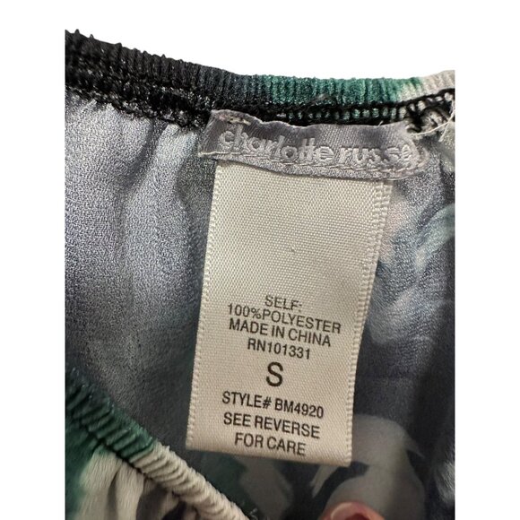 🍒 2/$20 🍒 Navy Floral Sheer Long Sleeved Blouse Rond Neck sz S - Picture 3 of 8